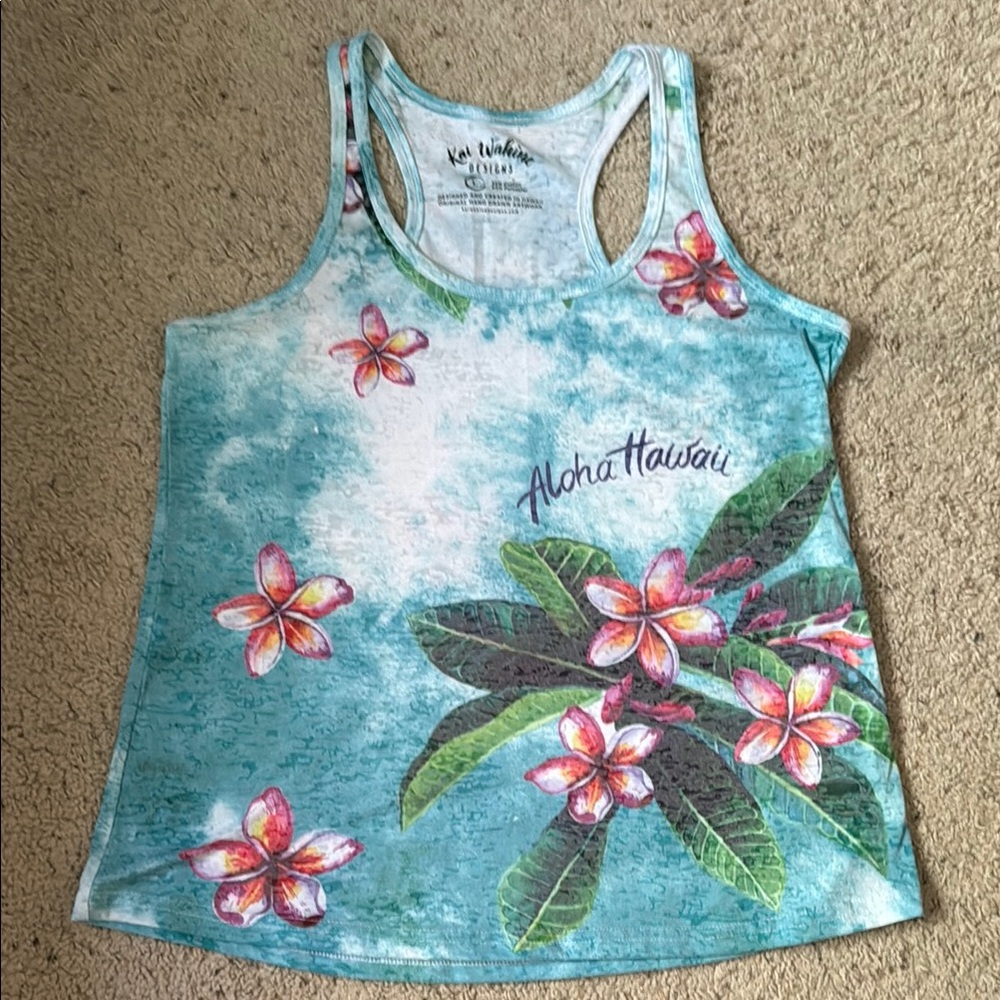Aloha Hawaii Floral Tank Top Size L. NWOT